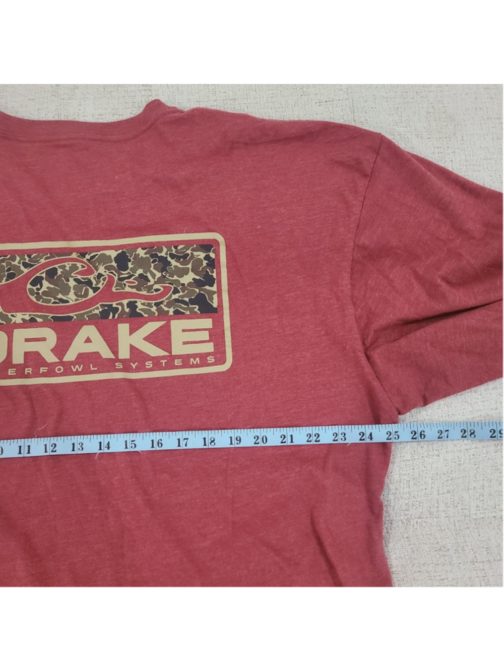 Drake Waterfowl Old School Bar Sz 2XL Long Sleeve T-Shirt Maroon Red Camo Logo - Picture 10 of 11